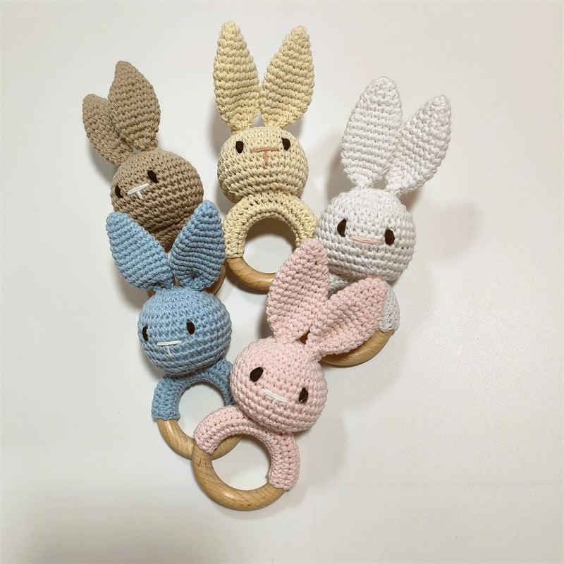 wooden baby teether UK crochet sensory chew toy