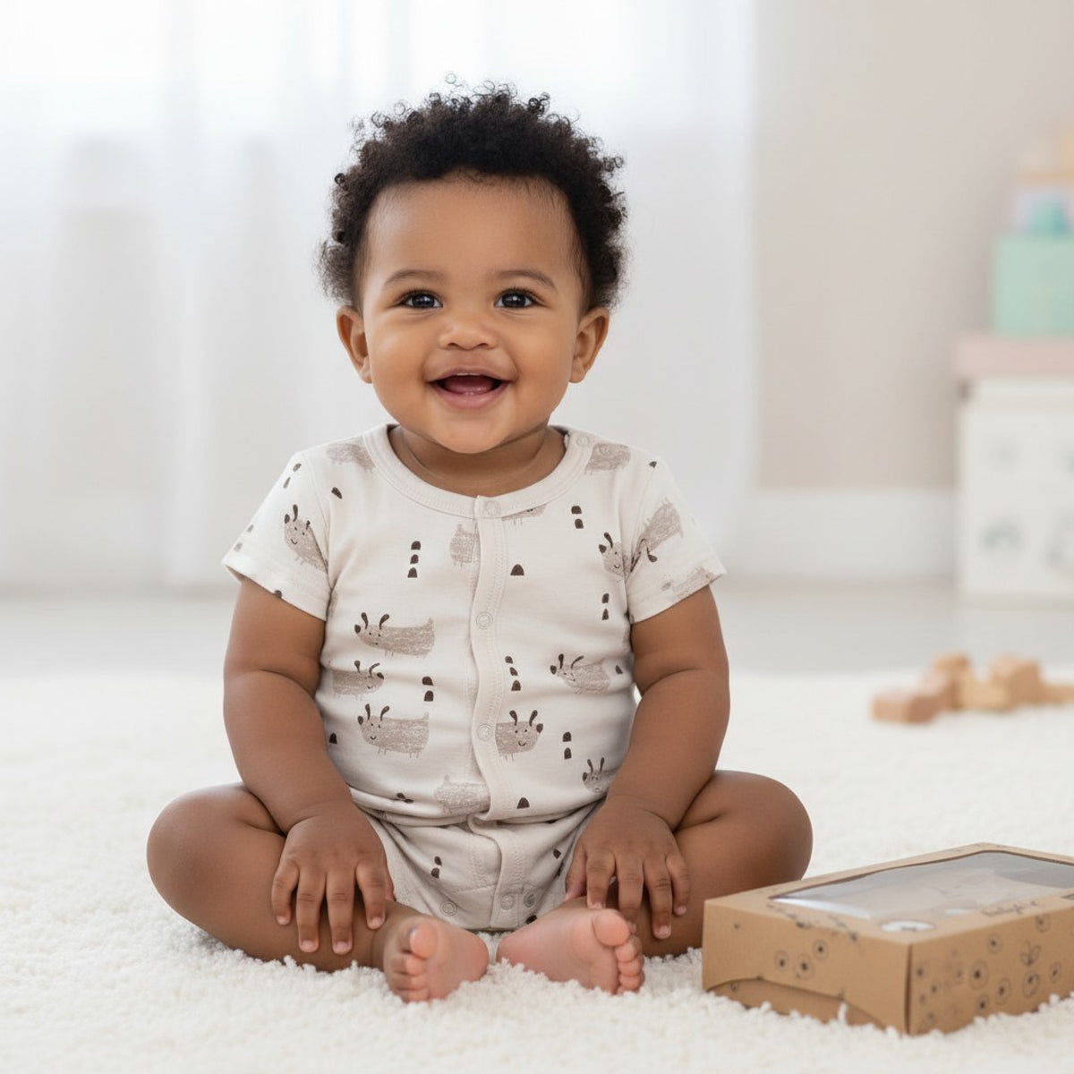 Babybol Biscuit Puppy Print Cotton Baby Romper