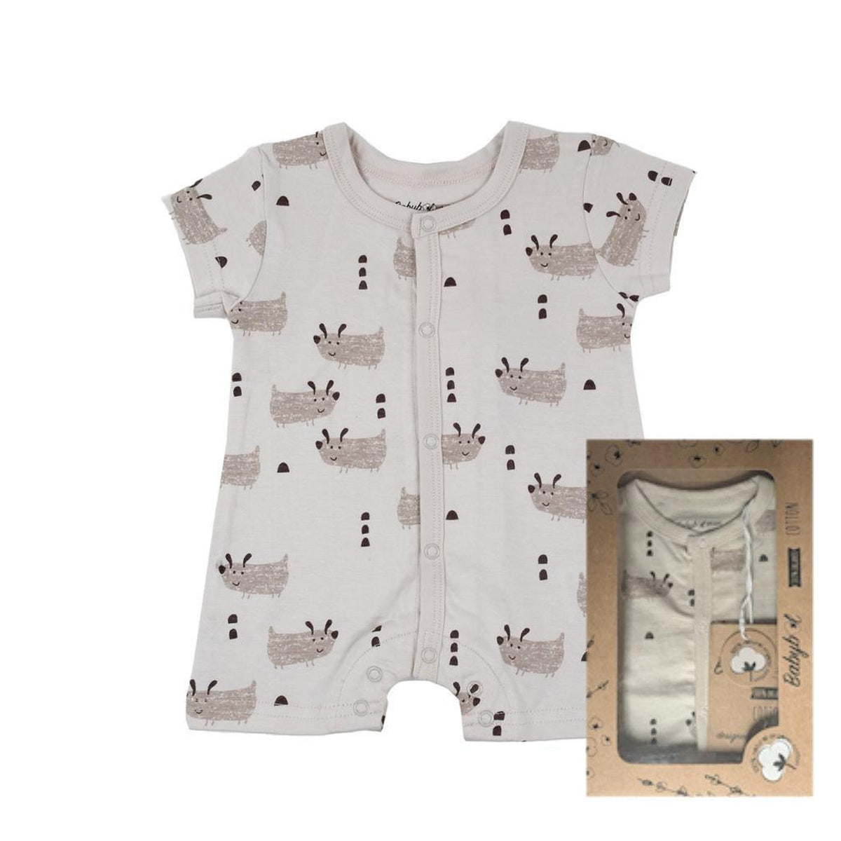Babybol Biscuit Puppy Print Cotton Baby Romper