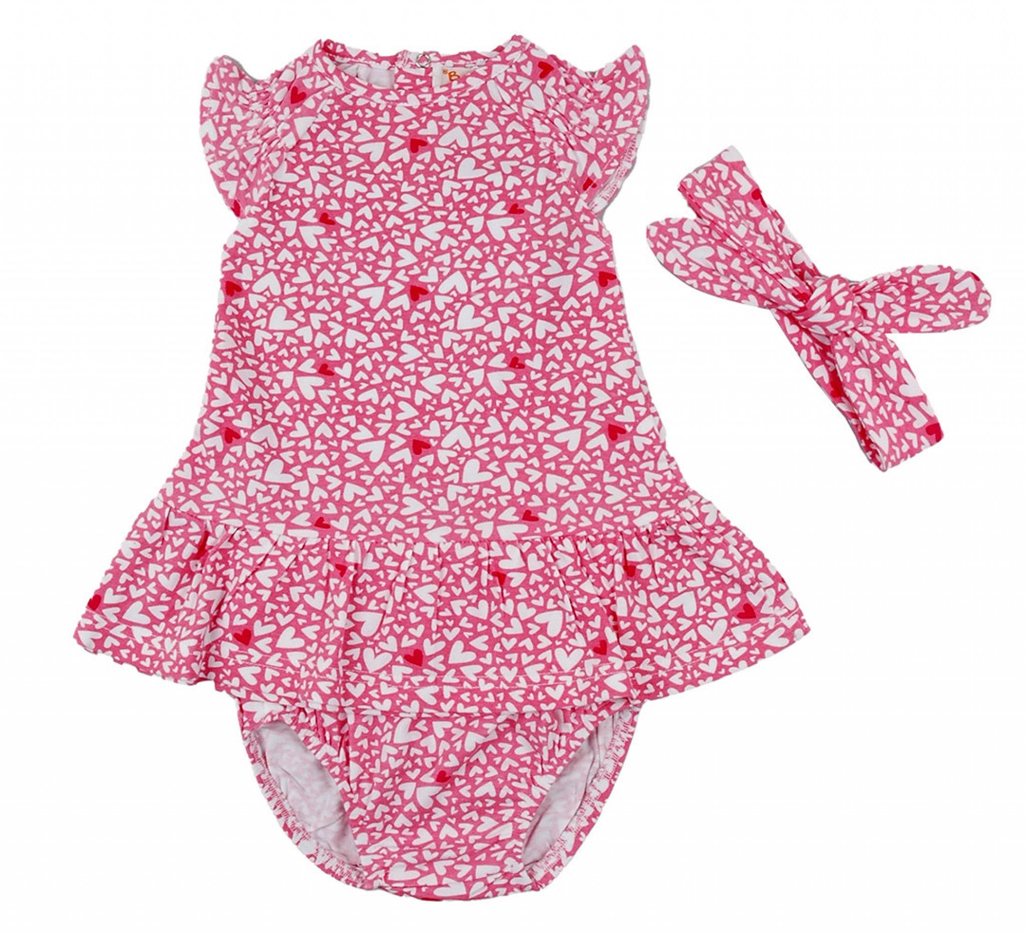 hearts baby toddler dress set UK soft cotton