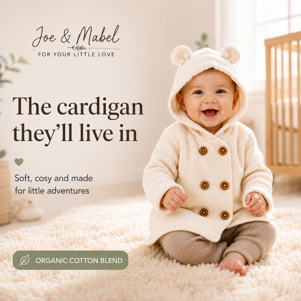 Cute Bear Ear Baby Cardigan - Double Knit