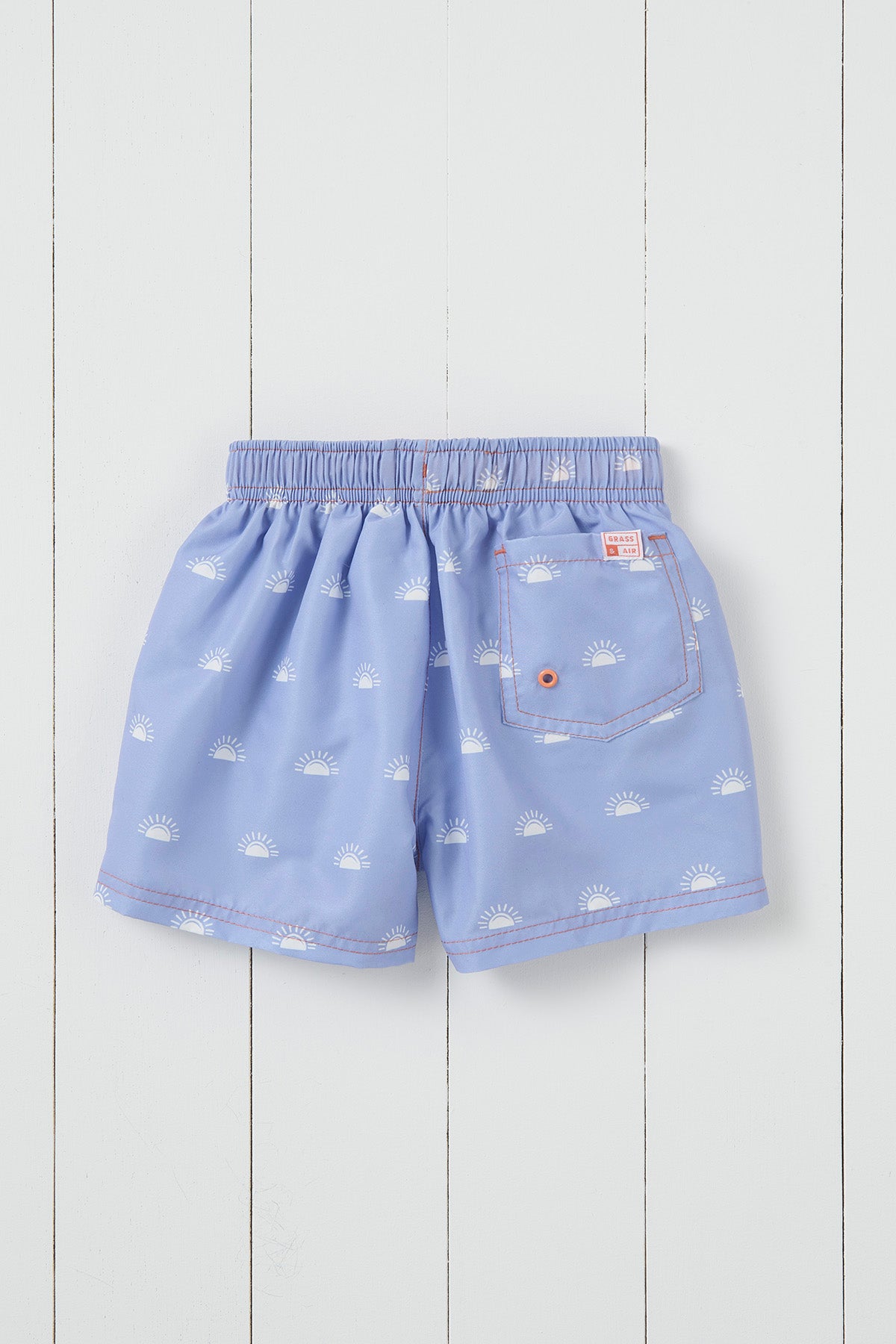 Grass and Air lavender sun print kids swim shorts