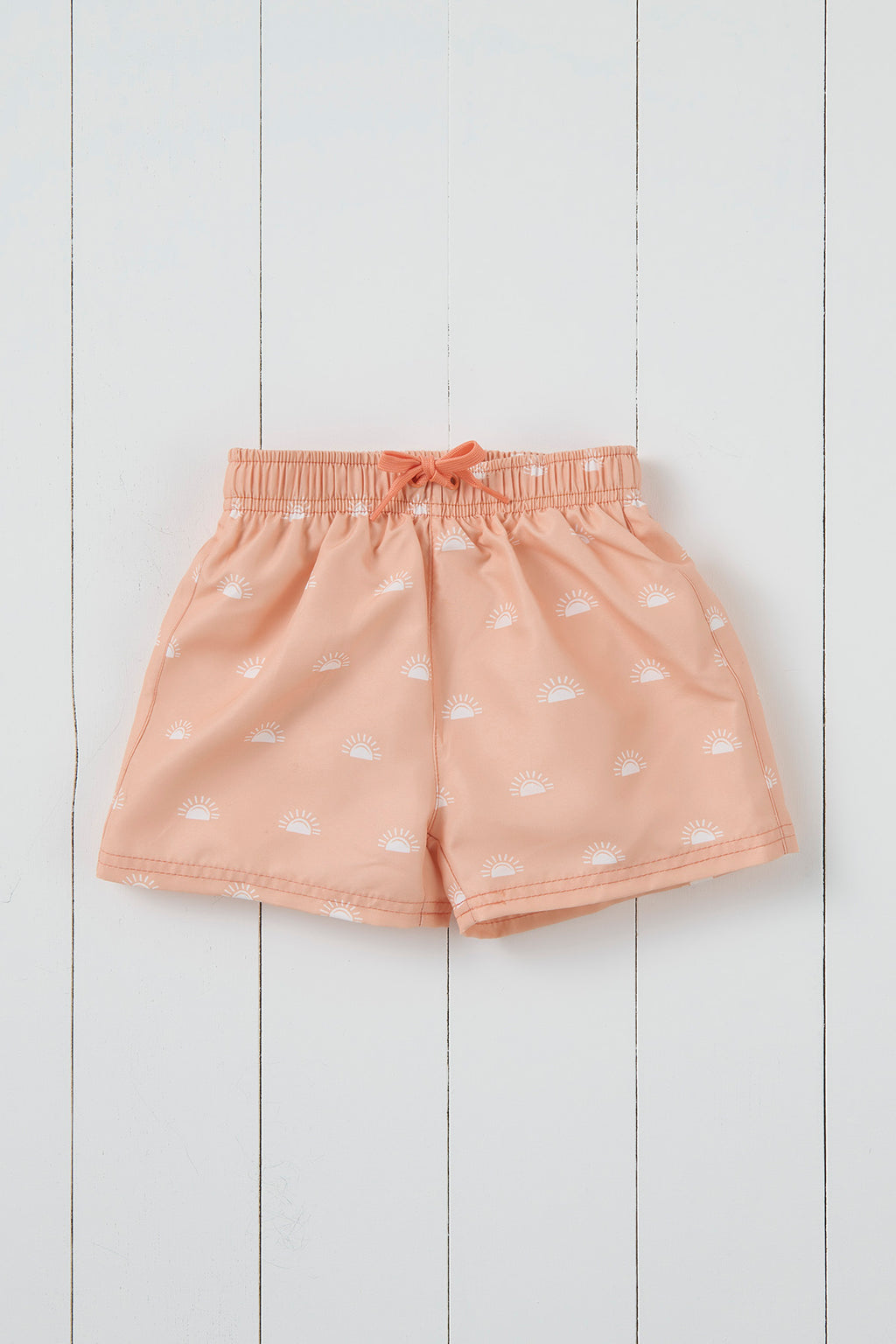 Grass and Air peach sun print kids swim shorts