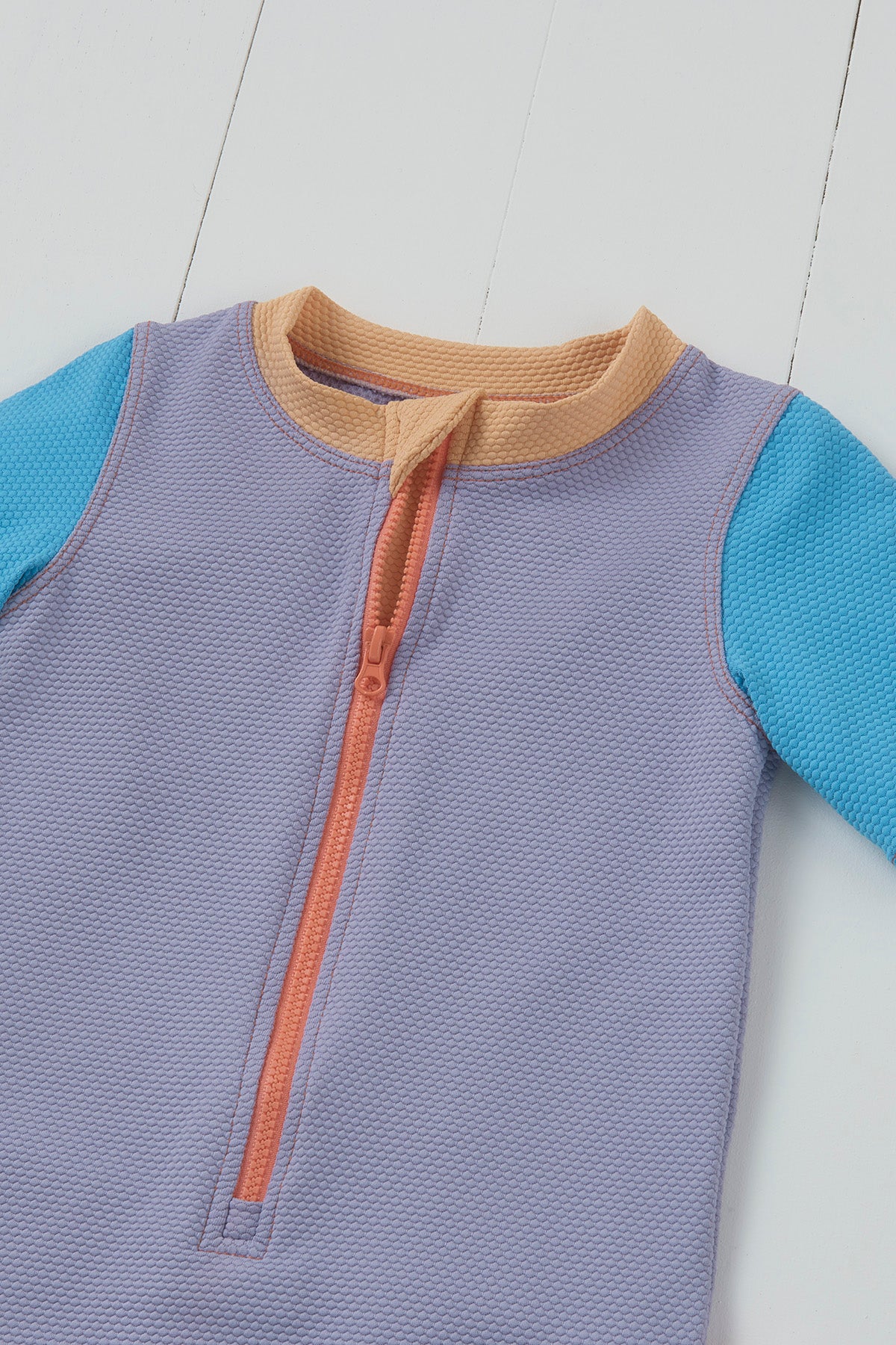 Grass and Air lavender ribbed kids shortie swimsuit