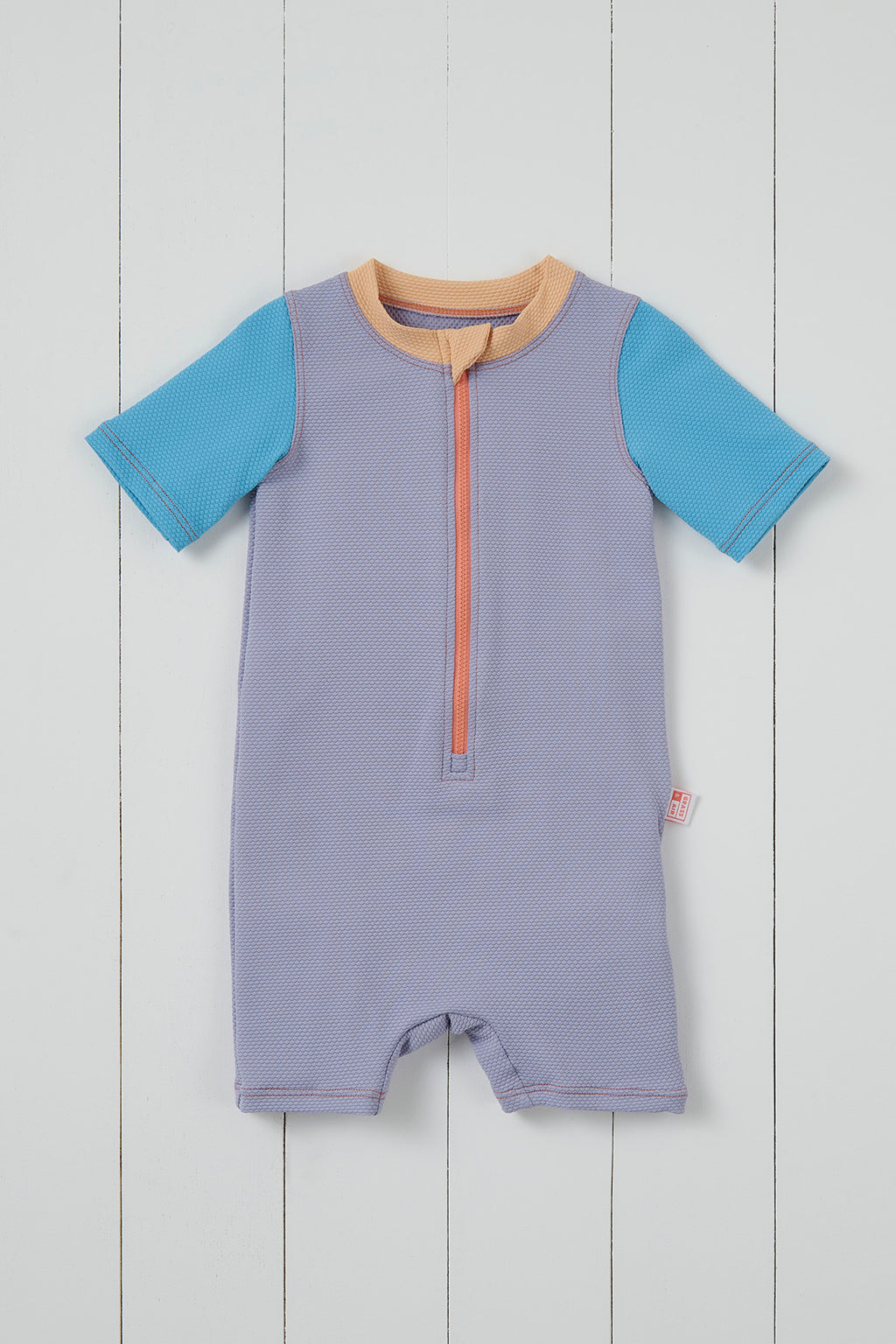 Grass and Air lavender ribbed kids shortie swimsuit