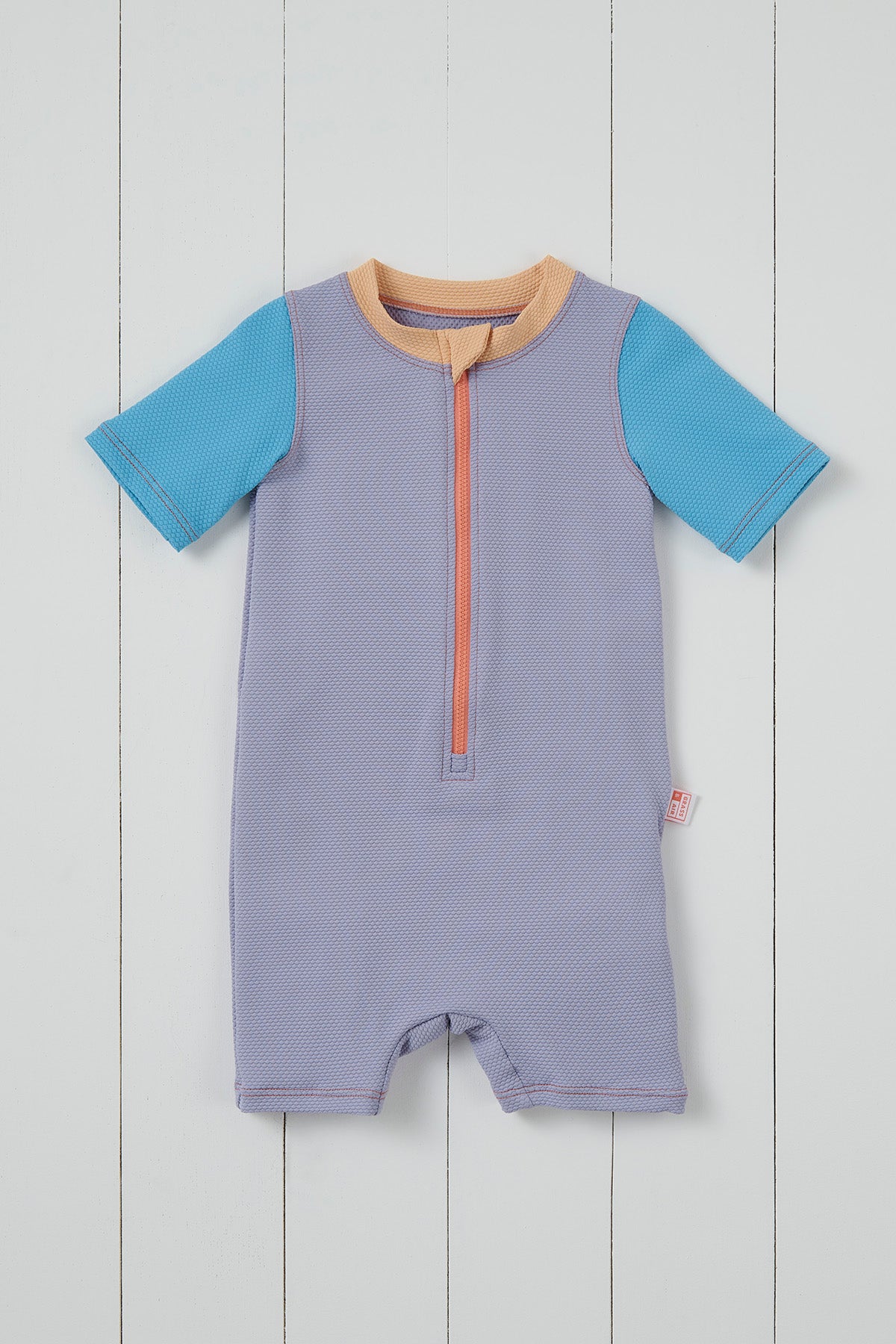 Grass and Air lavender ribbed kids shortie swimsuit