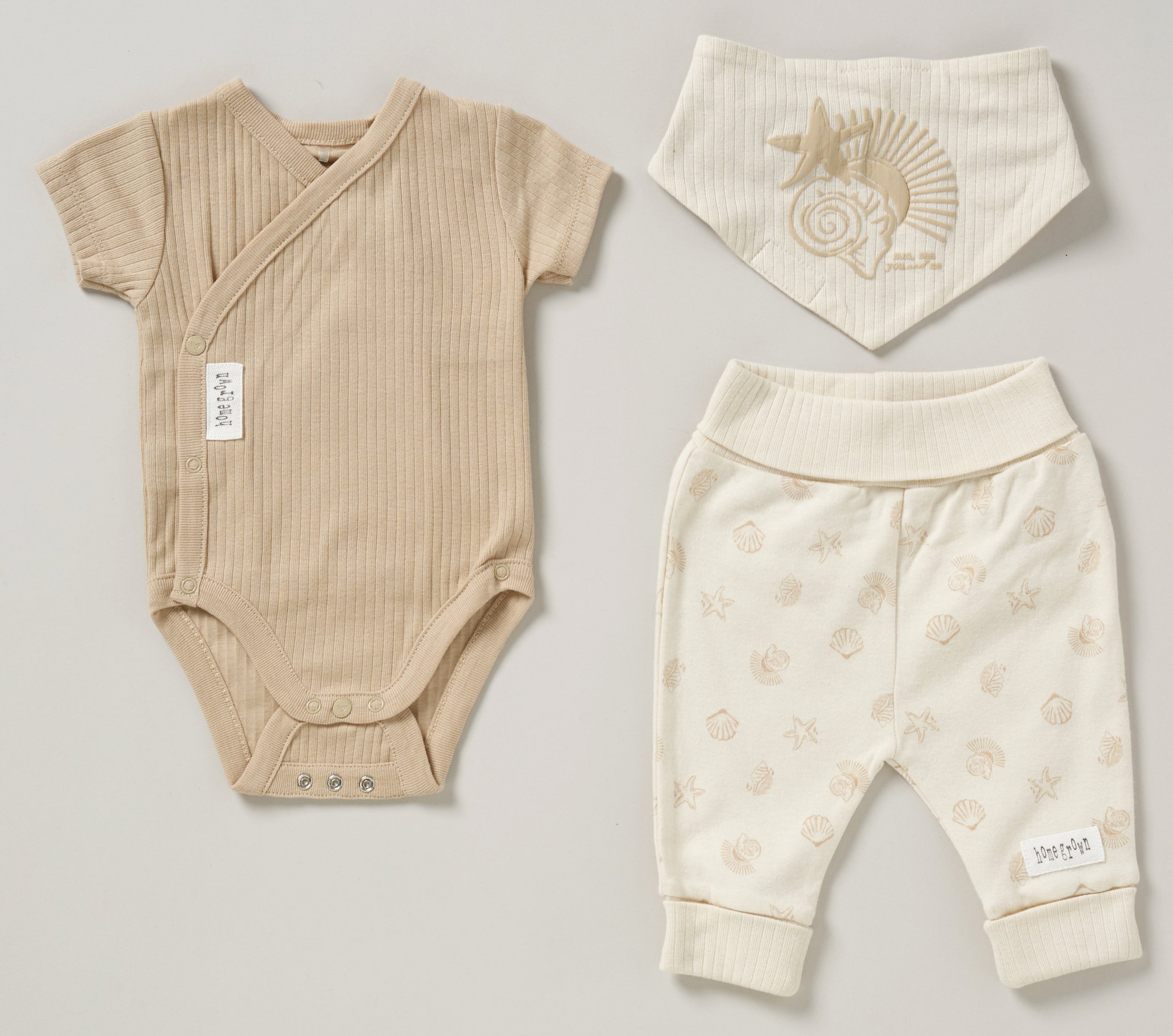 baby organic cotton ribbed three piece set UK premium baby essential
