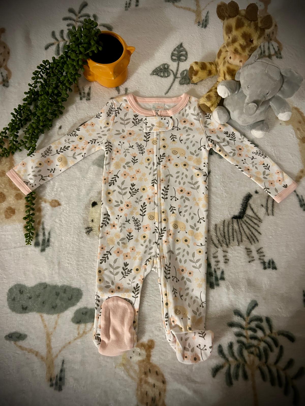 floral organic cotton baby sleepsuit UK soft babygrow