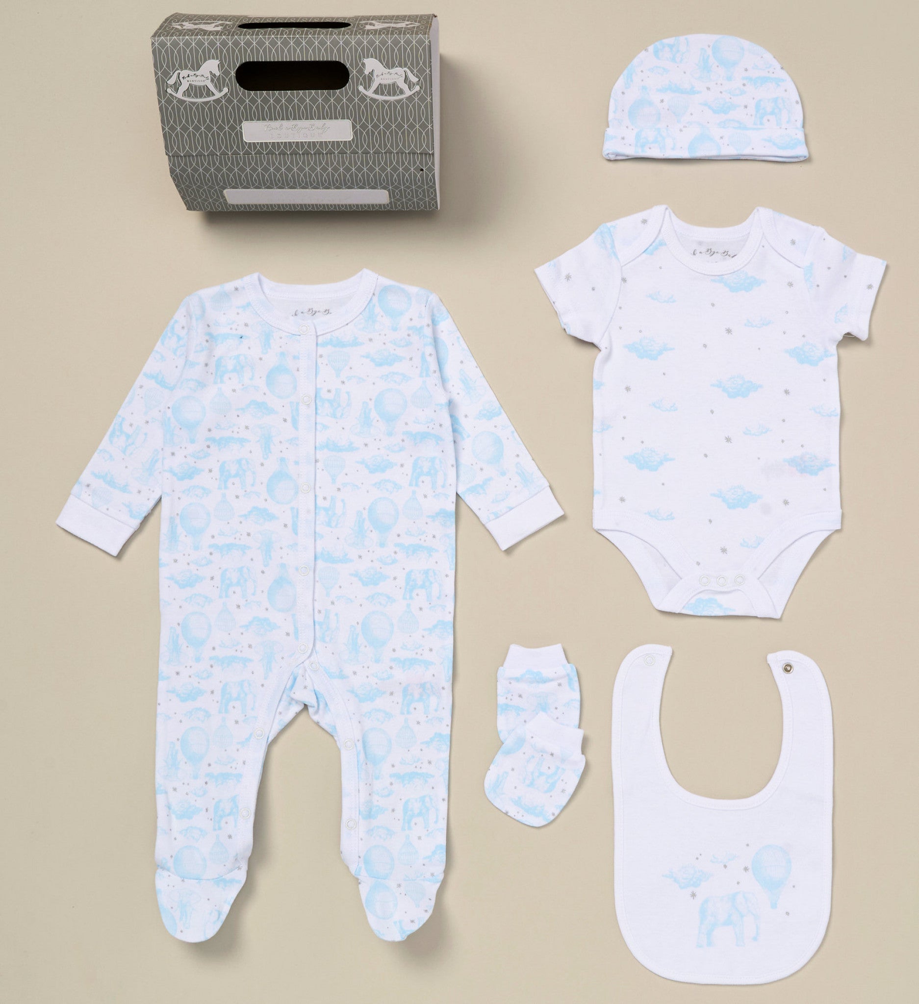 newborn baby gift set UK 5 piece cotton layette unisex