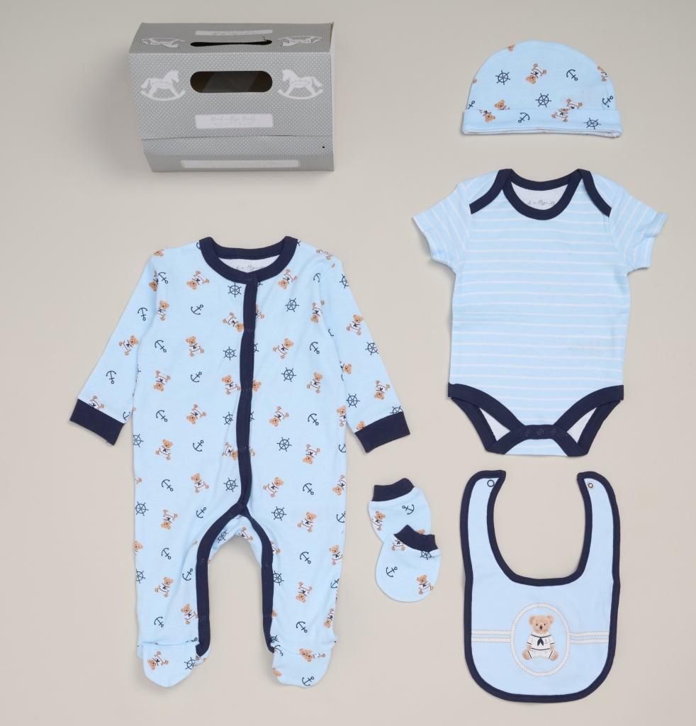 newborn baby gift set UK 5 piece cotton layette unisex