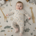 floral organic cotton baby sleepsuit UK soft babygrow
