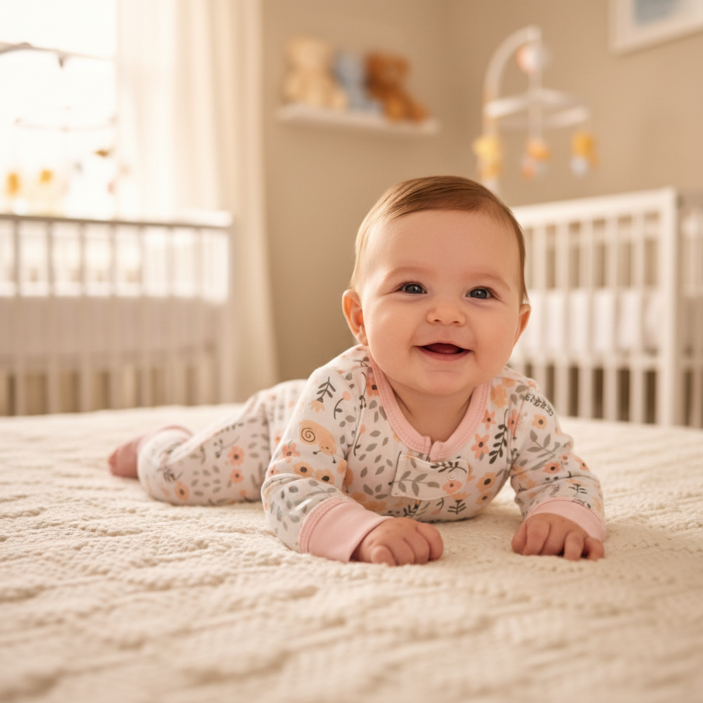 floral organic cotton baby sleepsuit UK soft babygrow