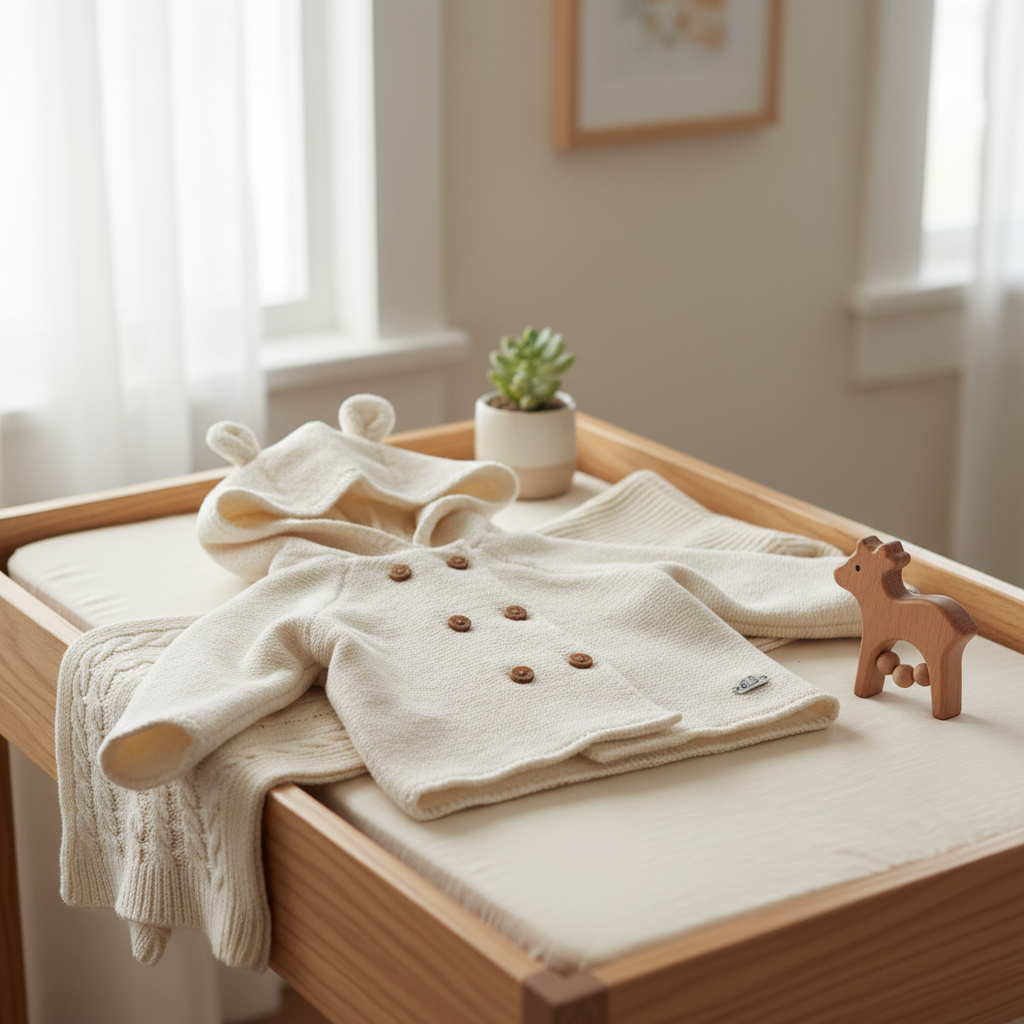 hooded double knit baby cardigan UK cosy layer